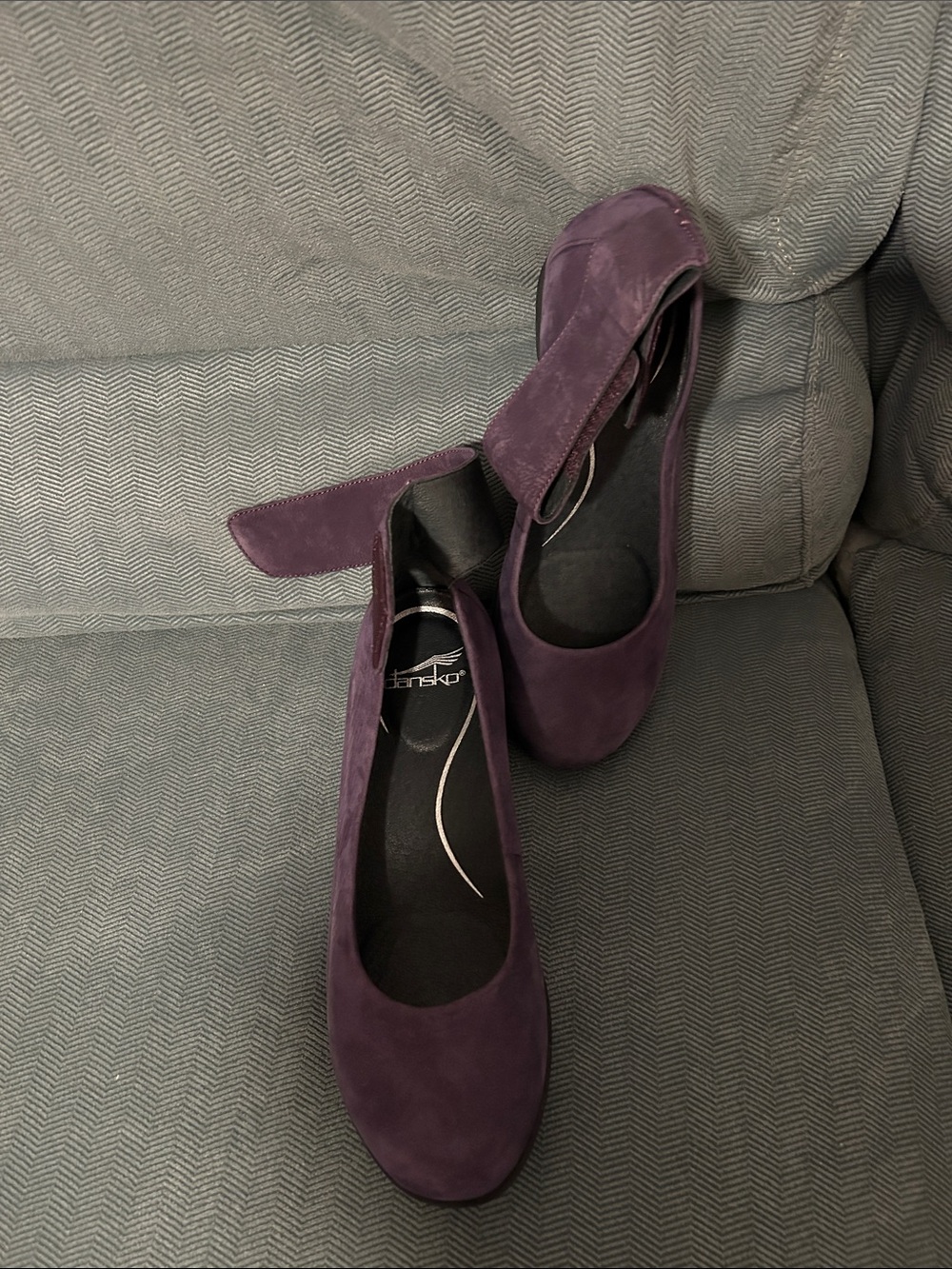 Dansko Purple Suede Mary Jane Flats with Strap